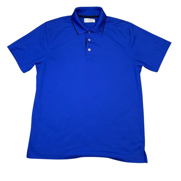 PGA Tour Men's Cobalt Blue Solid Textured Polo Short Sleeve Shirt - Large - Picture 1 of 4